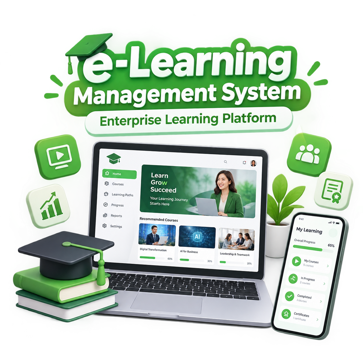 ภาพประกอบบริการ e-Learning Management System <accent>Enterprise Learning Platform</accent>